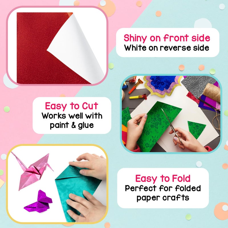 Hygloss Embossed Metallic Foil Paper - 30 Sheets Embossed Metallic Foil Paper - 8.5x10 Inches - Ideal Foil Papers for Crafts - Shiny Craft Paper Sheets - Image 3